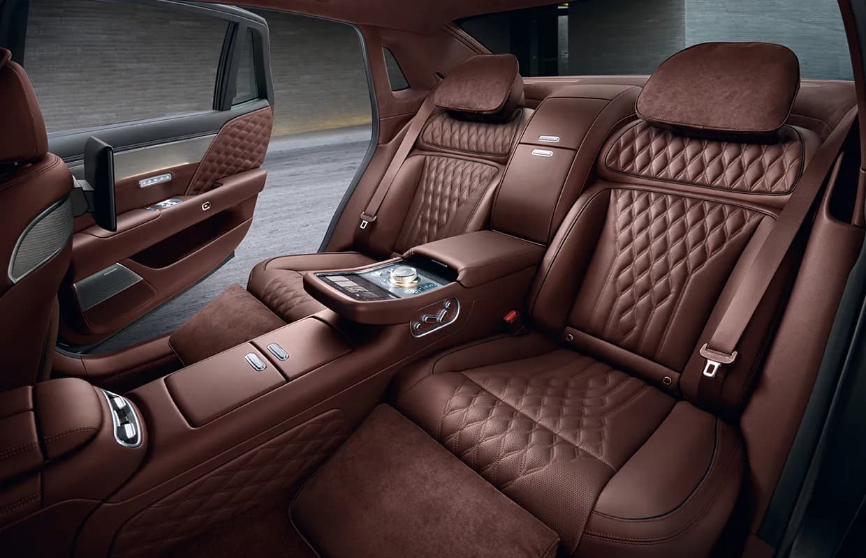 Luxury premium leather material composition and interior craftsmanship